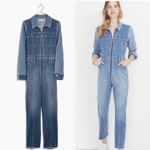 Madewell x ISKO Blue Denim Zipper Front Jumsuit Size 4 EUC